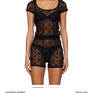 Marine Serre Black Sheer Lace top original packing tags but not attached worn1